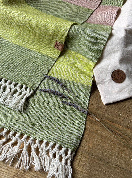 The Green and Taupe Striped Lightweight Scarf