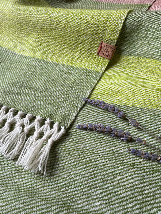 The Green and Taupe Striped Lightweight Scarf