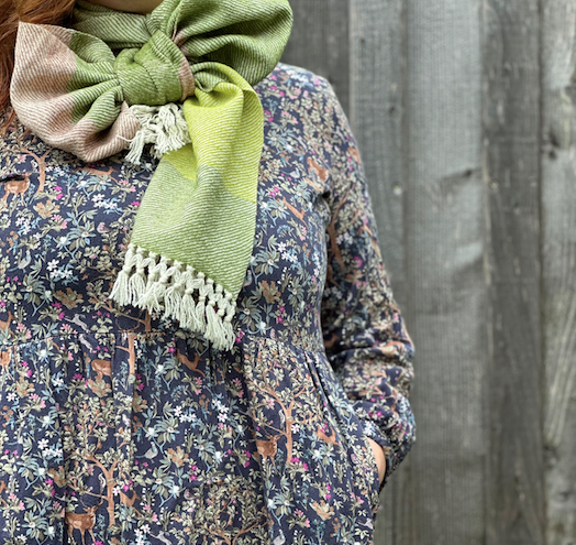 The Green and Taupe Striped Lightweight Scarf