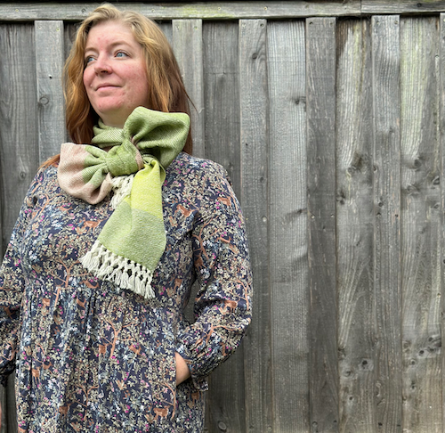 The Green and Taupe Striped Lightweight Scarf