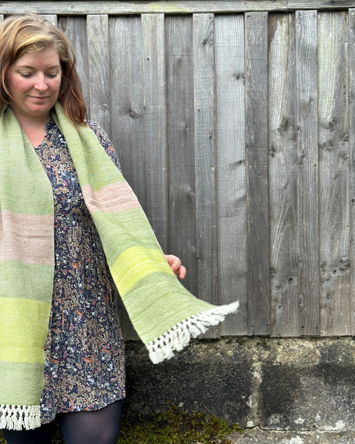 The Green and Taupe Striped Lightweight Scarf