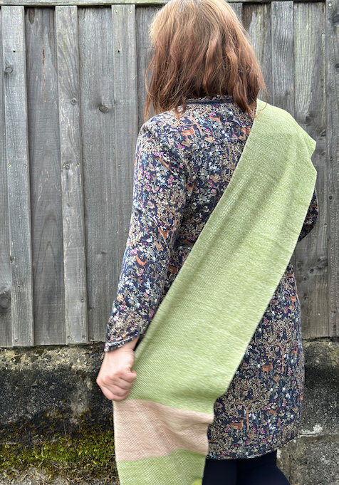 The Green and Taupe Striped Lightweight Scarf