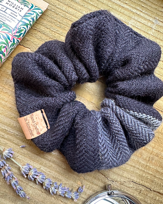 Herringbone Stripe British Wool Scrunchies