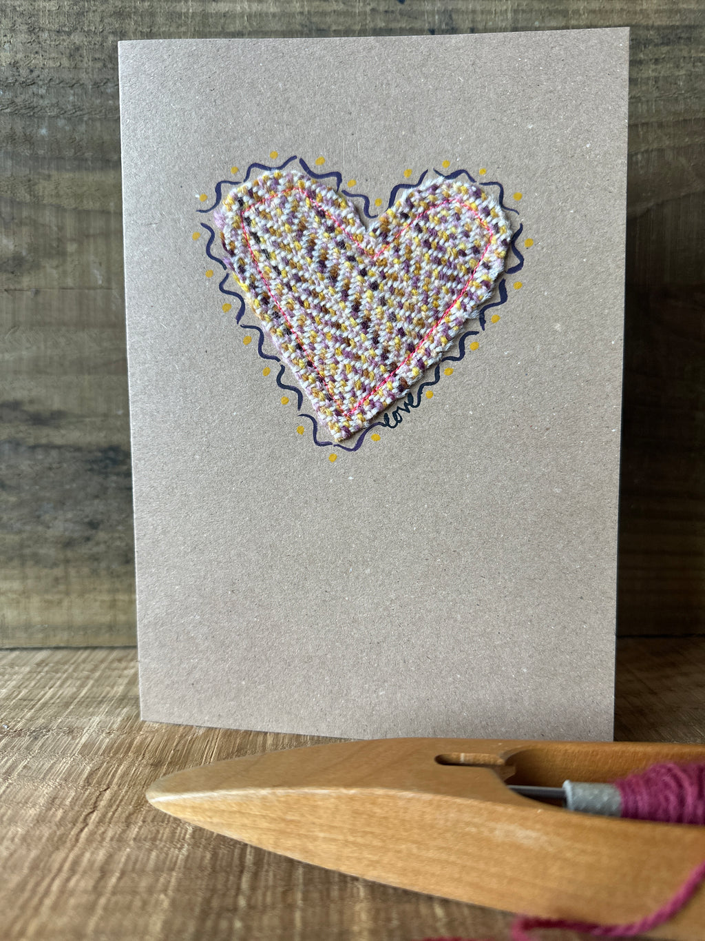 'Love' Heart British Wool & Water Colour Greetings Card