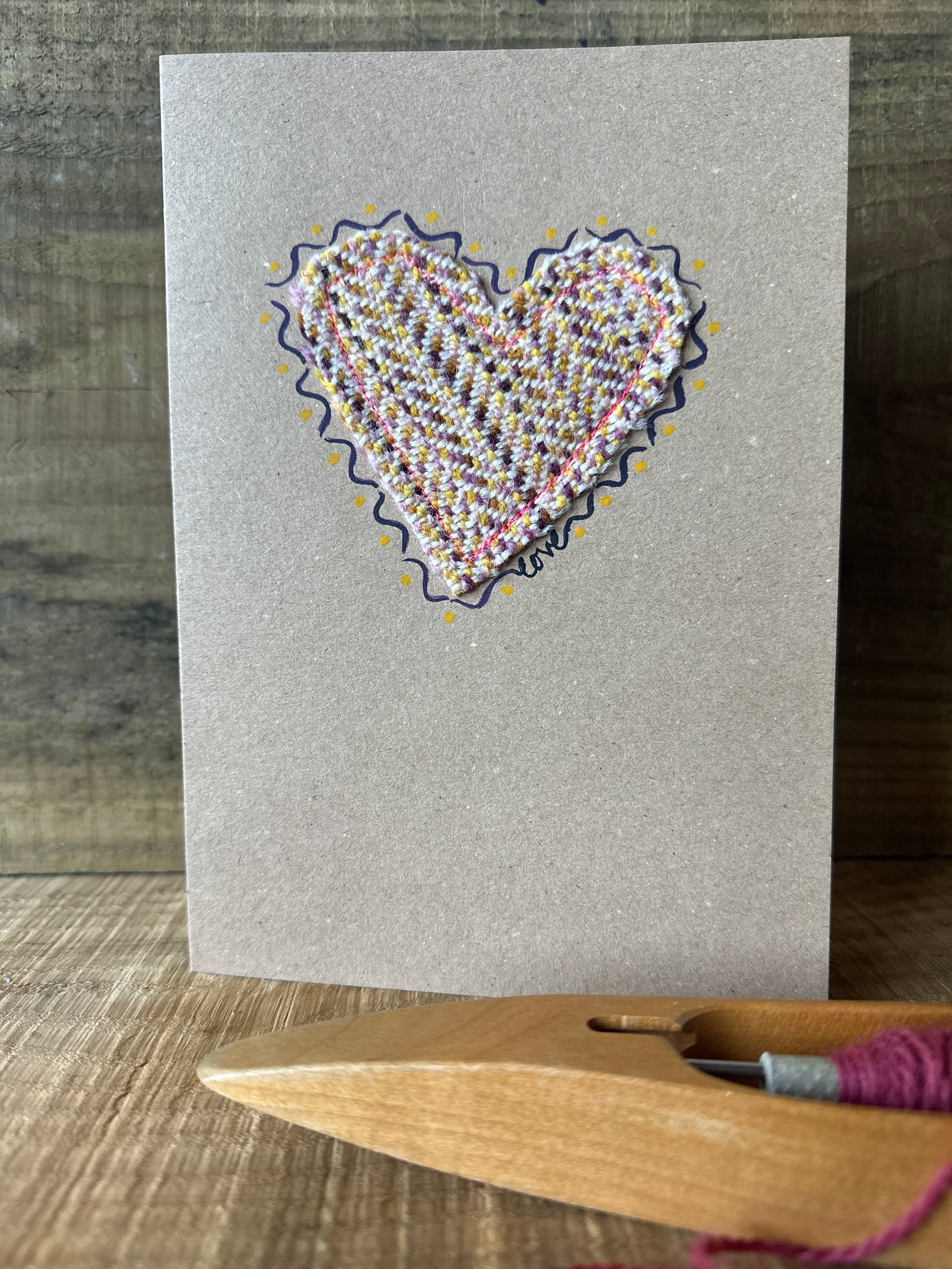 'Love' Heart British Wool & Water Colour Greetings Card