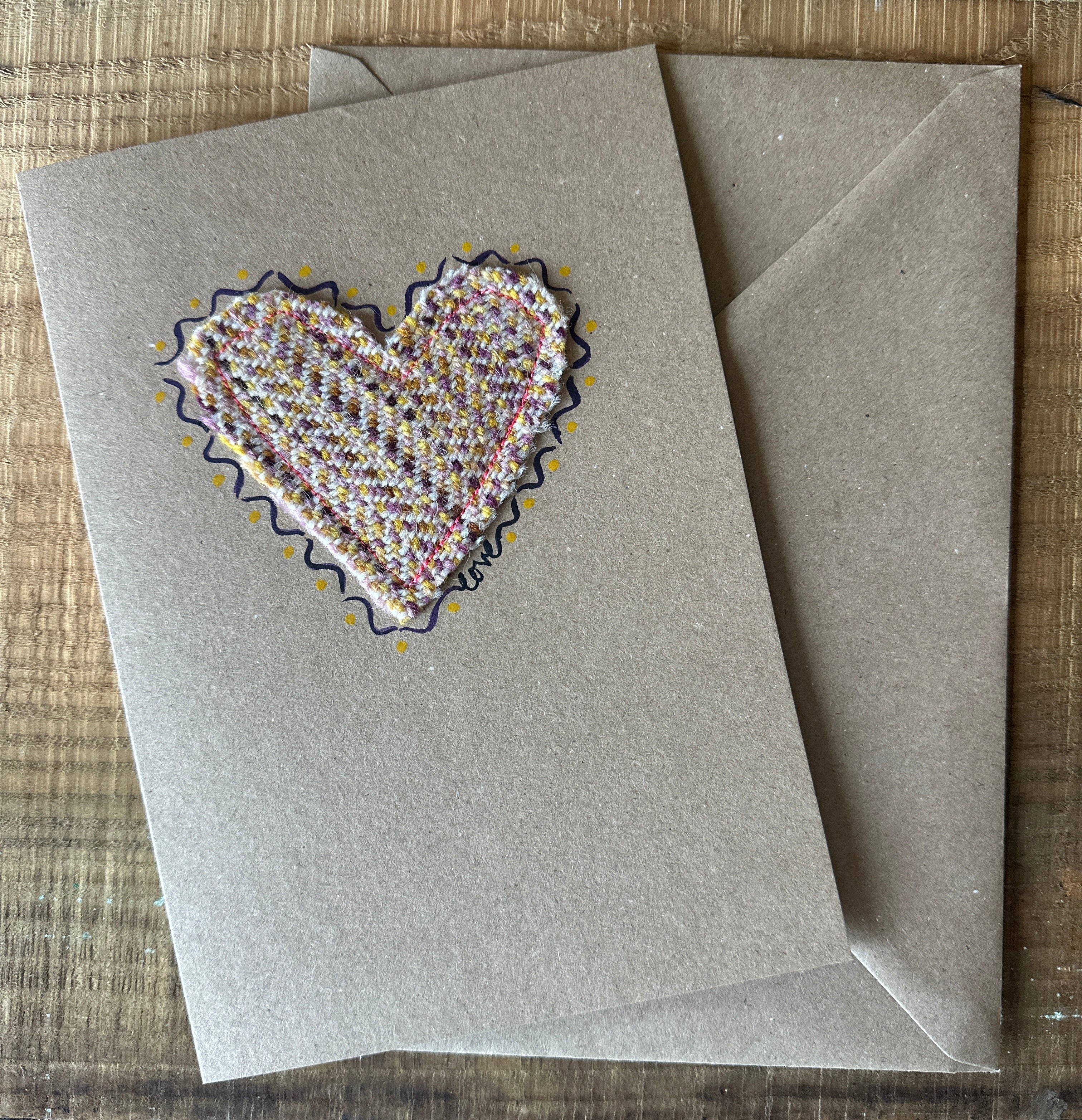 'Love' Heart British Wool & Water Colour Greetings Card