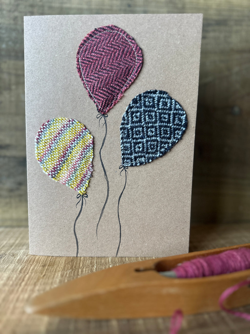 Balloons British Wool and Water Colour Greetings Card