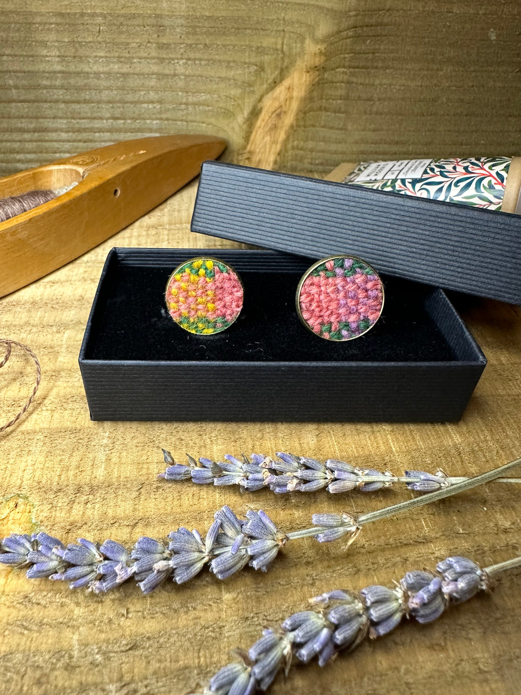Autumn at Cotehele Plaid Handwoven British Wool Cufflinks