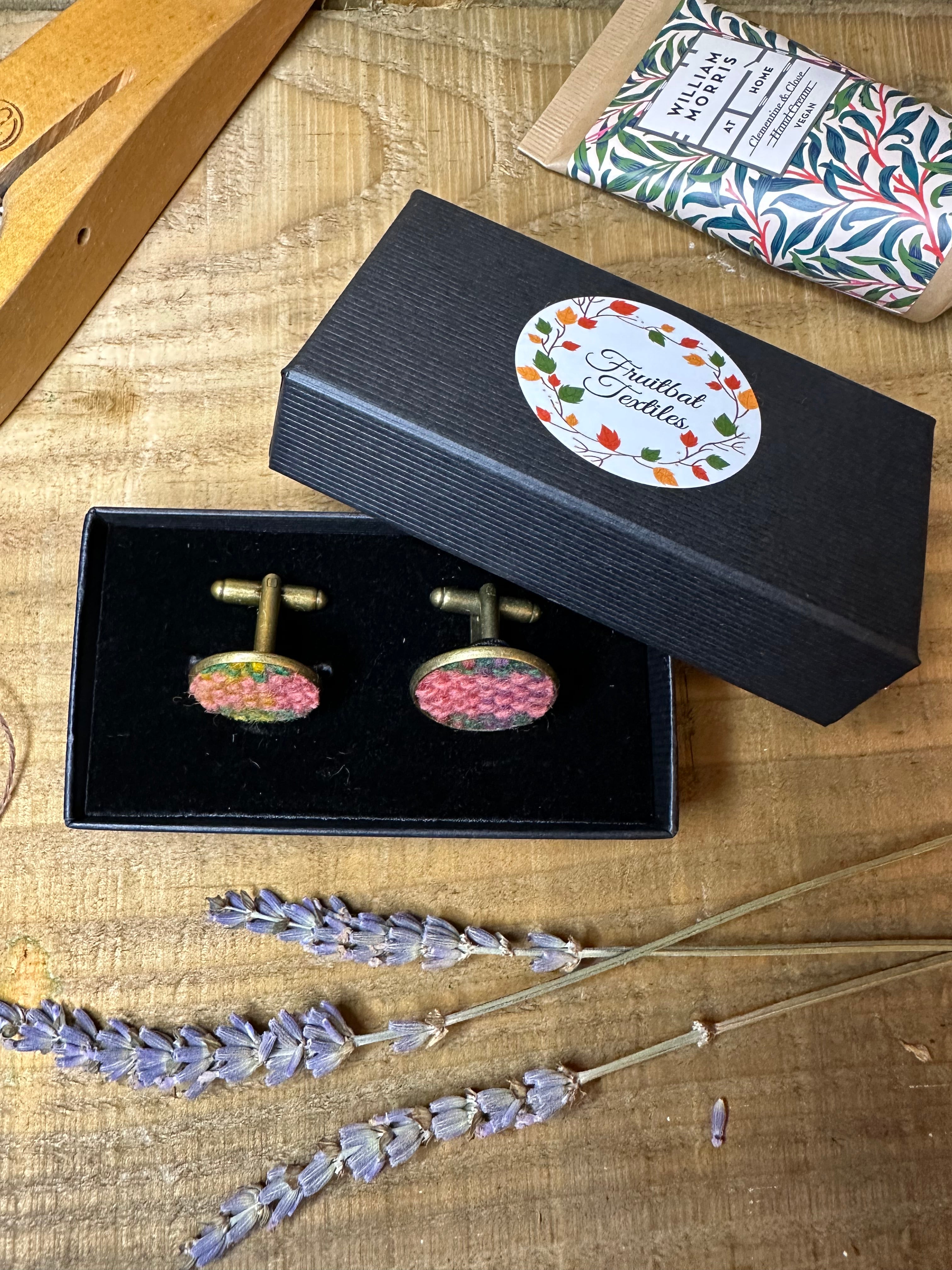 Autumn at Cotehele Plaid Handwoven British Wool Cufflinks