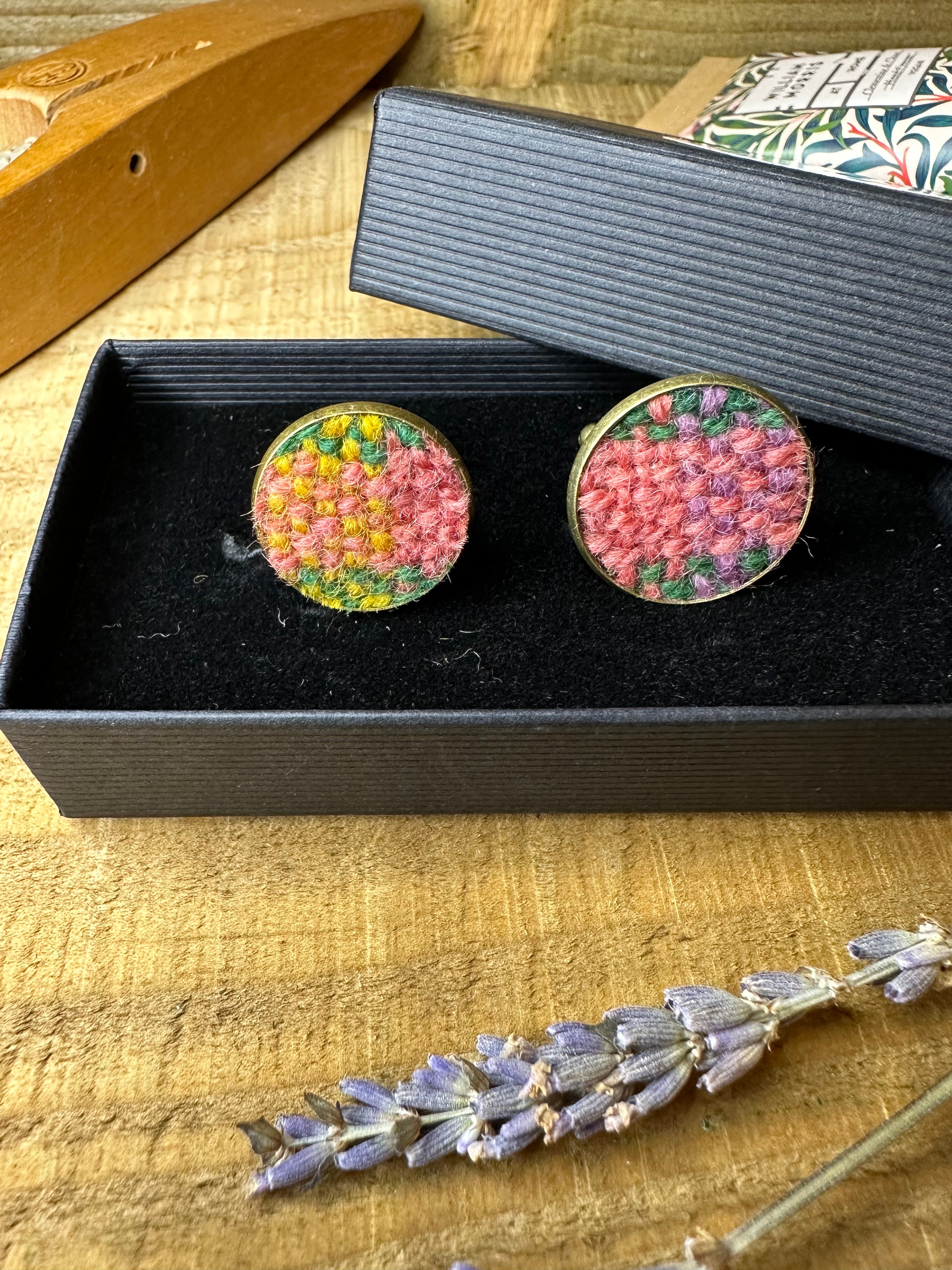 Autumn at Cotehele Plaid Handwoven British Wool Cufflinks