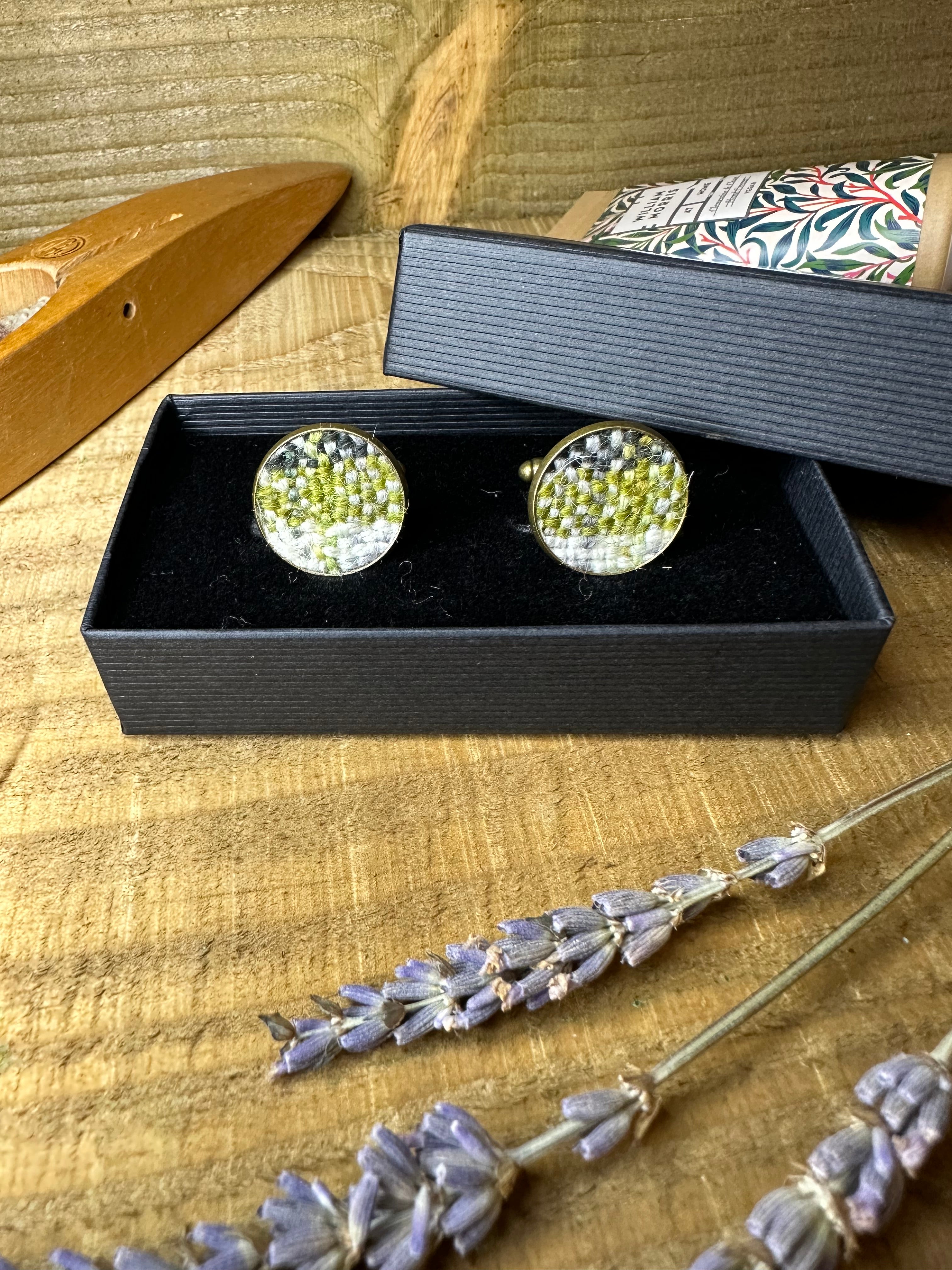 Winter Falls Plaid Handwoven British Wool Cufflinks