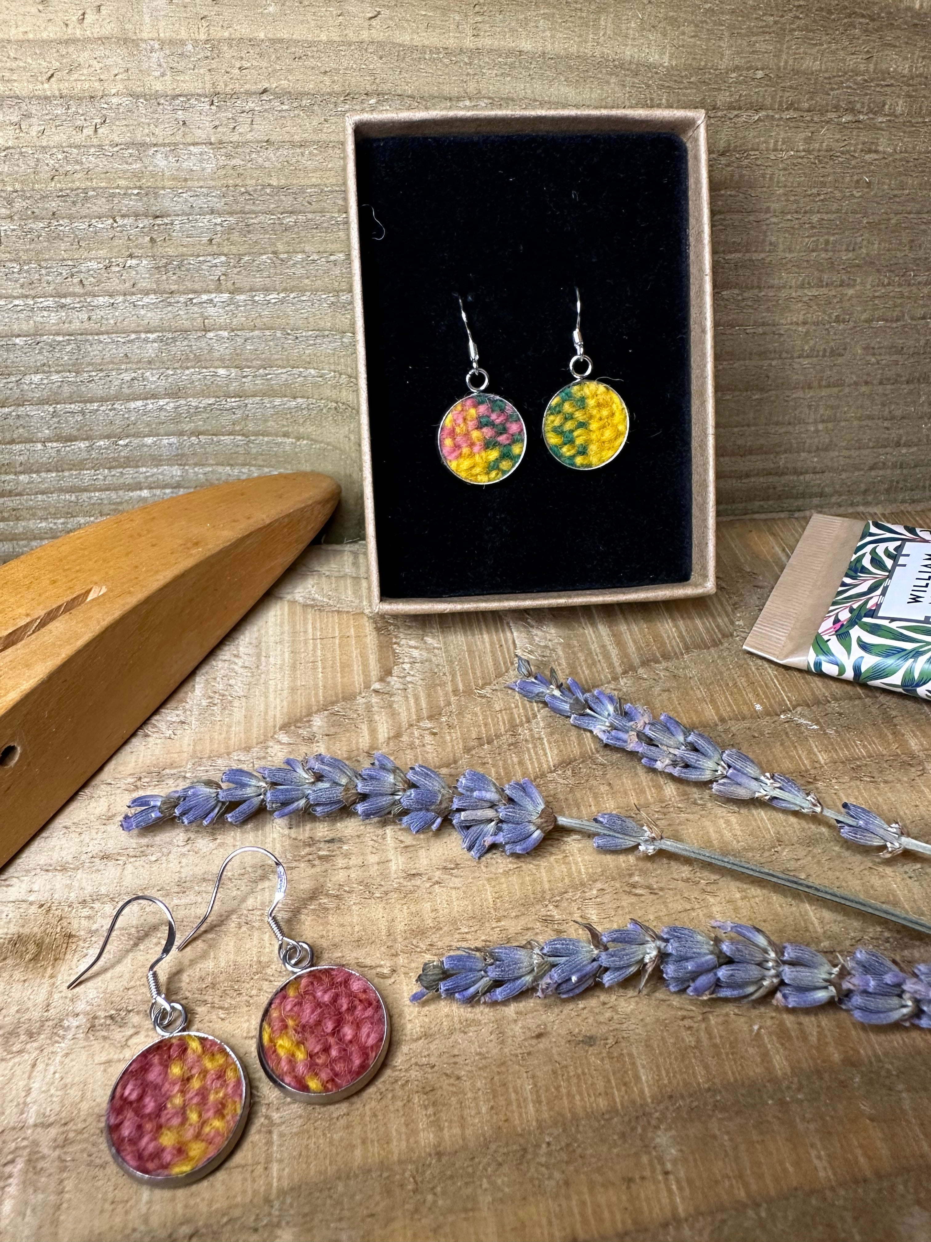 'Autumn at Cotehele' Plaid Handwoven British Wool Small Earrings