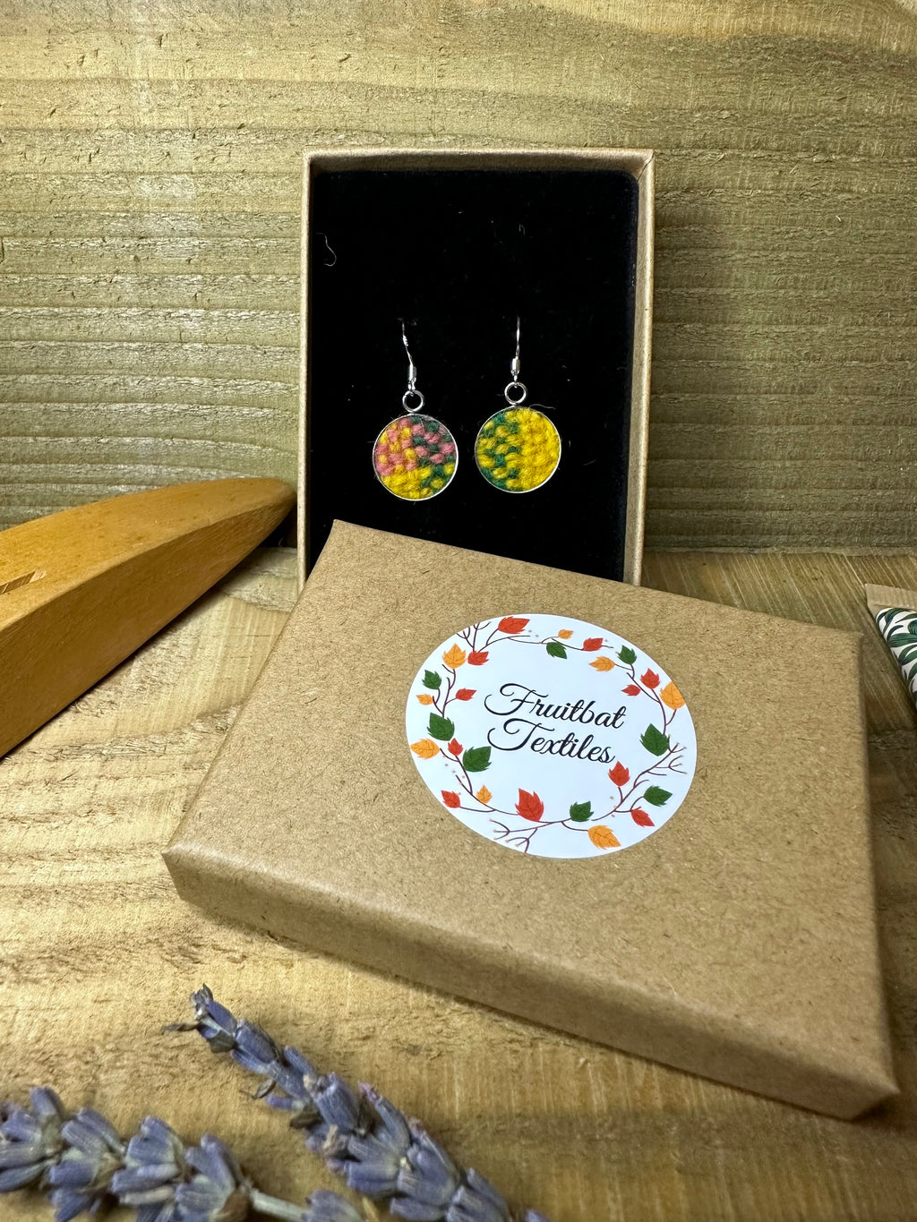 'Autumn at Cotehele' Plaid Handwoven British Wool Small Earrings