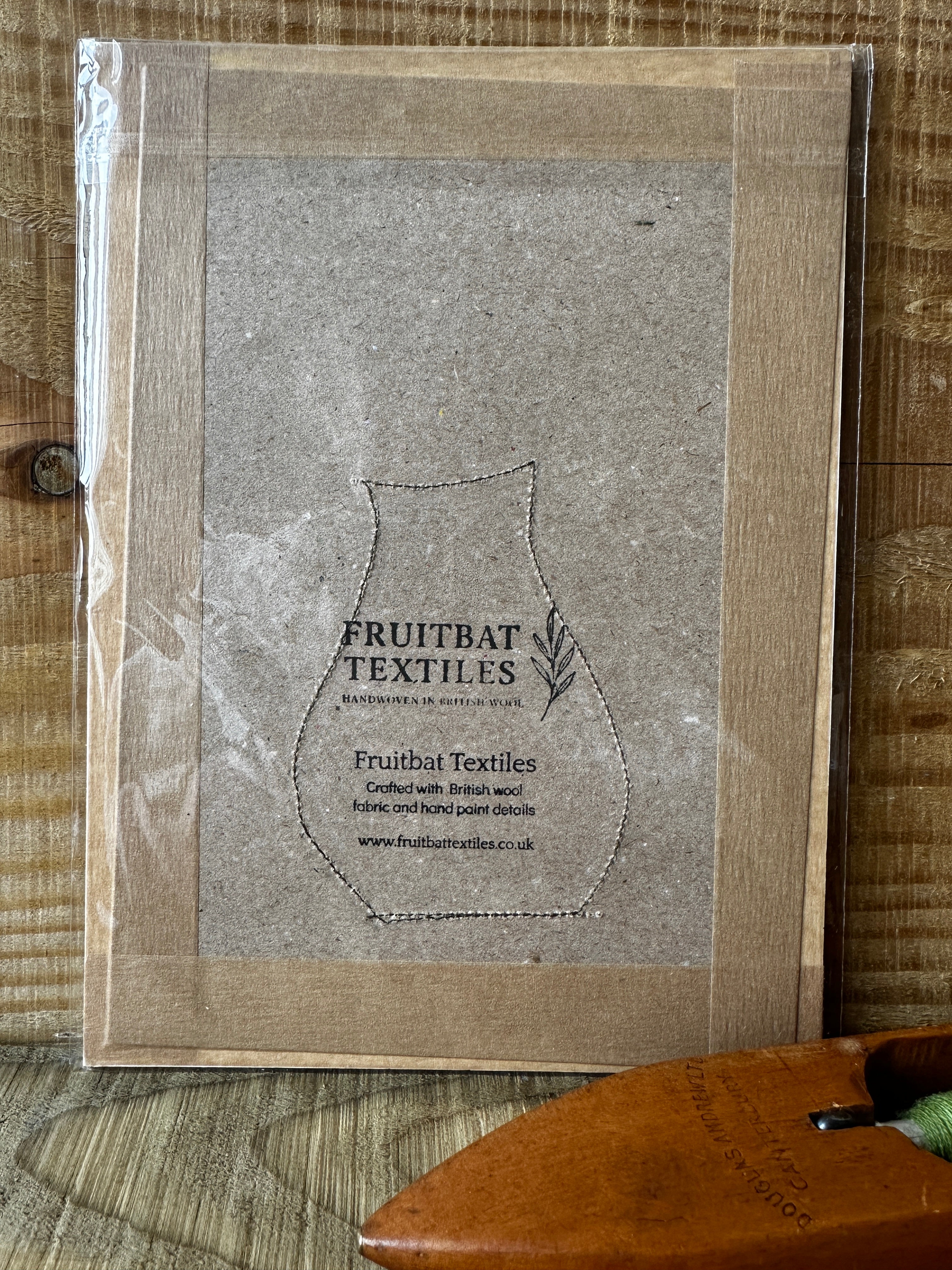 Blue Mini Check Vase of Flowers - Mounted Original Artwork with British Wool Fabric Remnants and Watercolour Details