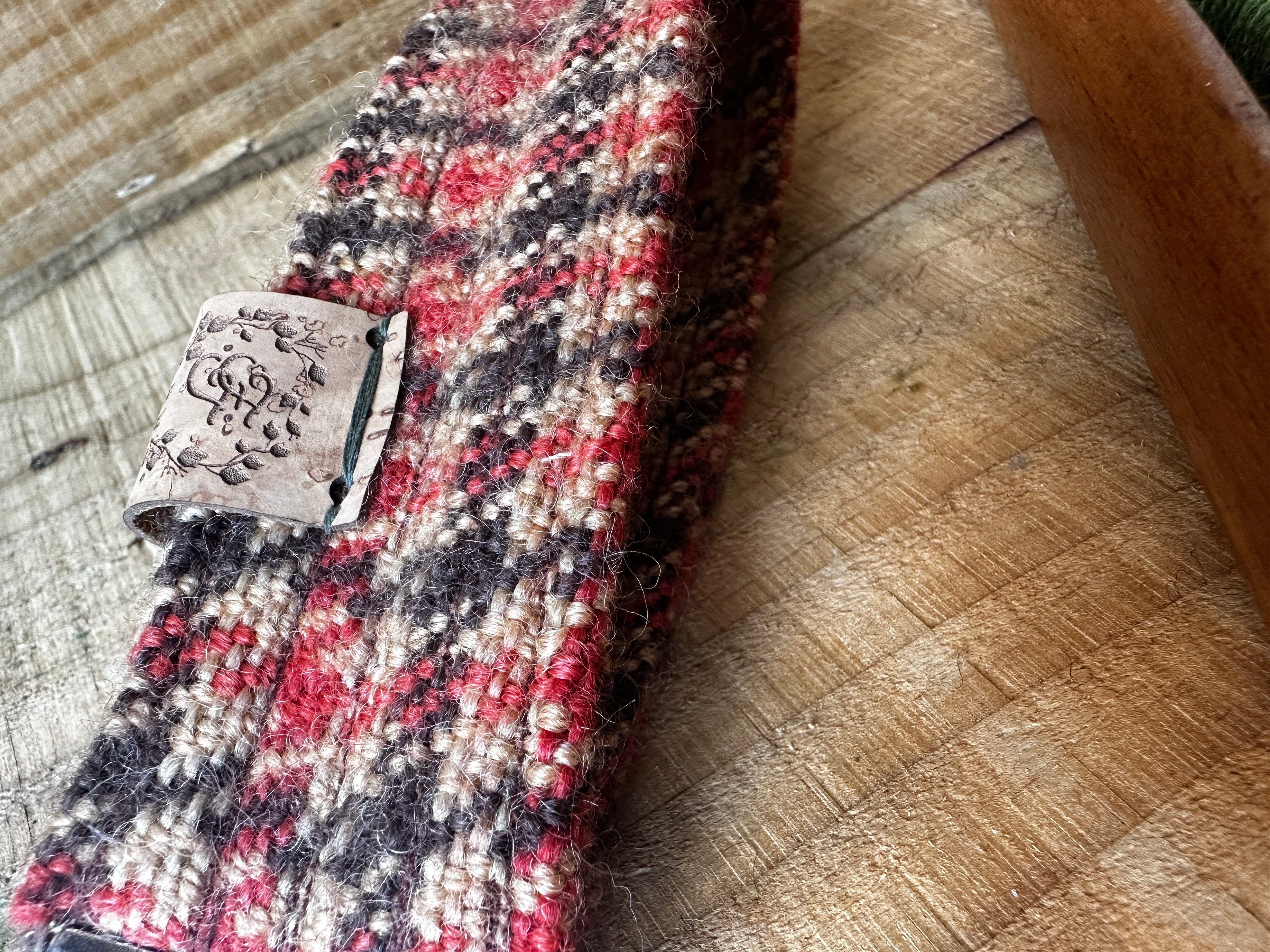 Beige, Brown & Orange Check British Wool Fabric Key Fob