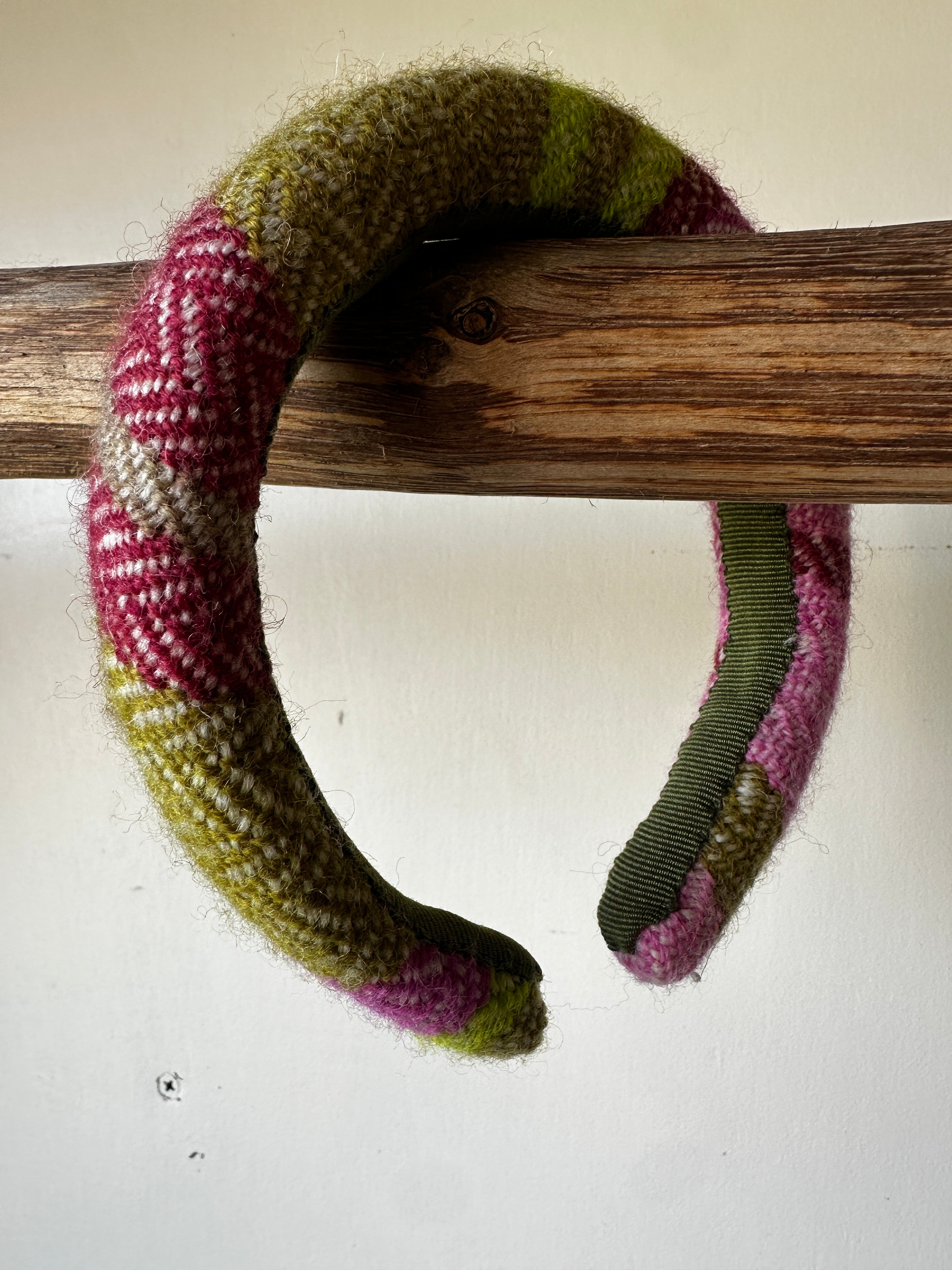 Magnolia Striped Herringbone Handwoven Covered Small Padded Headband