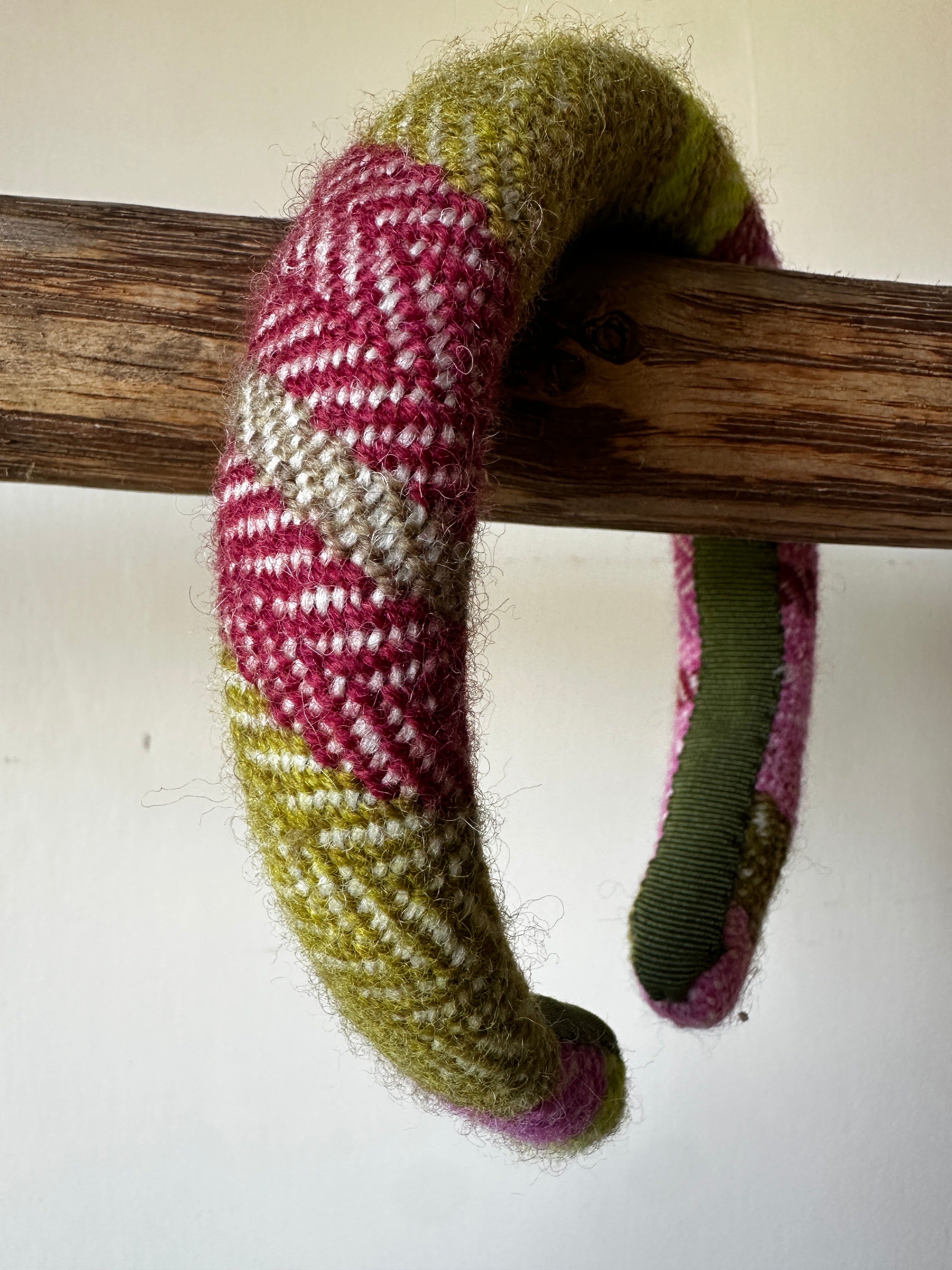 Magnolia Striped Herringbone Handwoven Covered Small Padded Headband