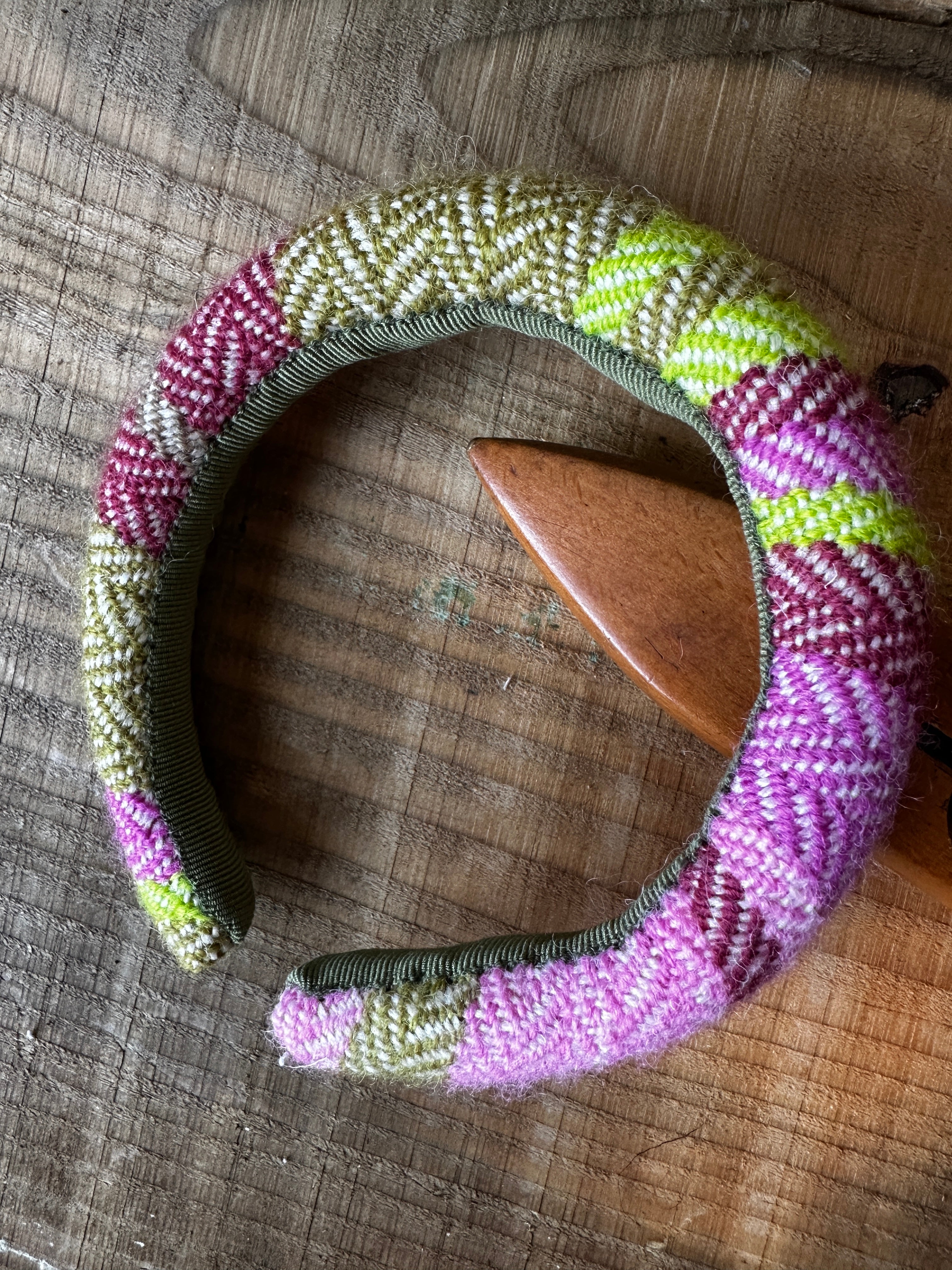 Magnolia Striped Herringbone Handwoven Covered Small Padded Headband
