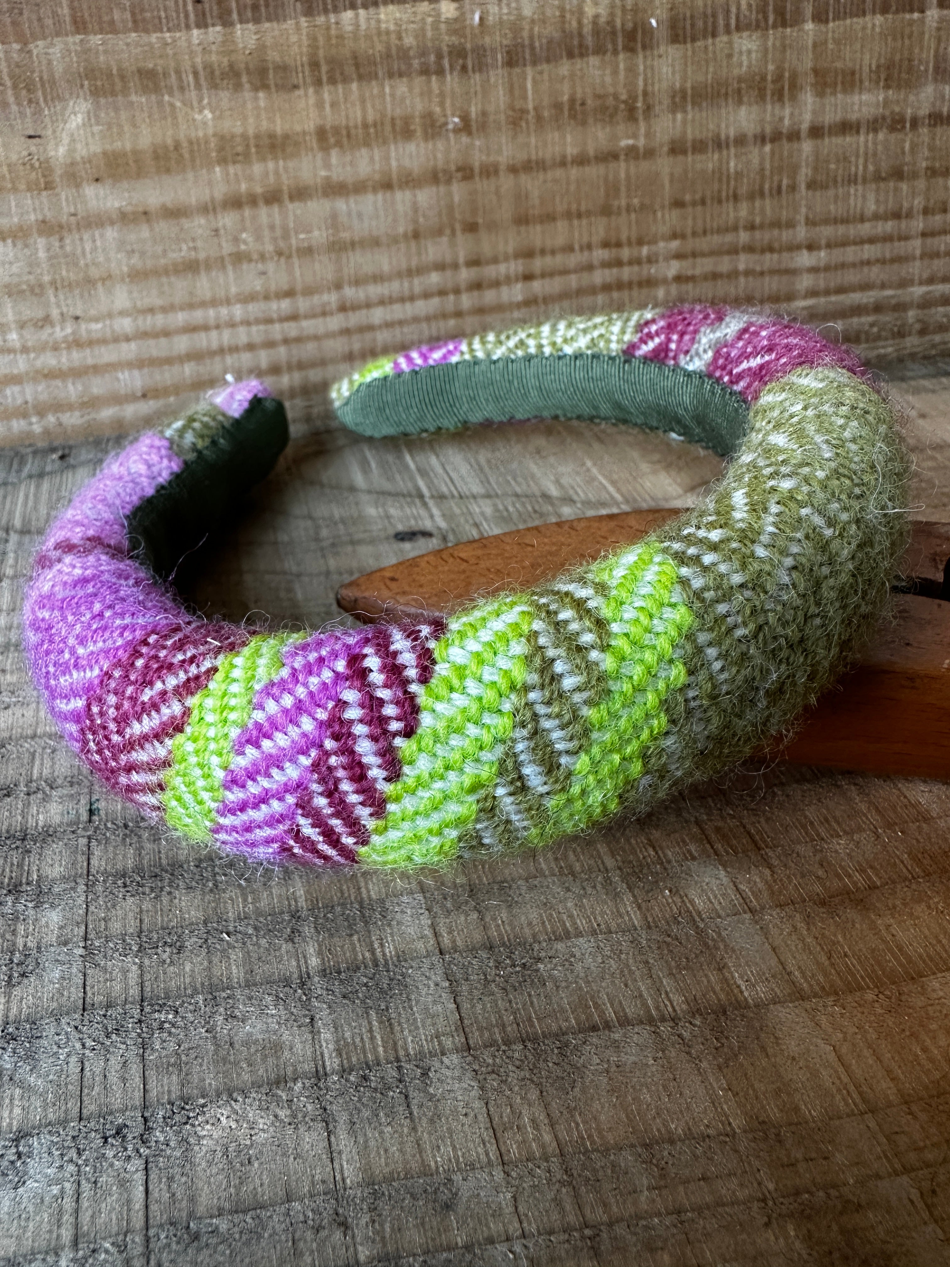 Magnolia Striped Herringbone Handwoven Covered Small Padded Headband