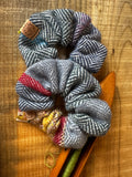 'From What Remains' Blue Colour Block Striped British Wool Scrunchies