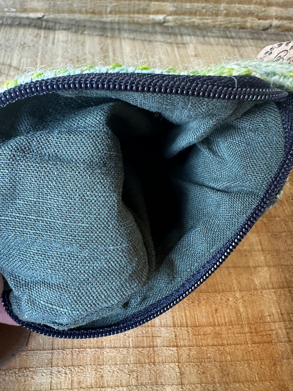 Small Bright Green British Wool Patchwork Coin Pouch, Fully Lined