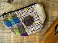 Small Purple & Yellow British Wool Patchwork Coin Pouch, Fully Lined