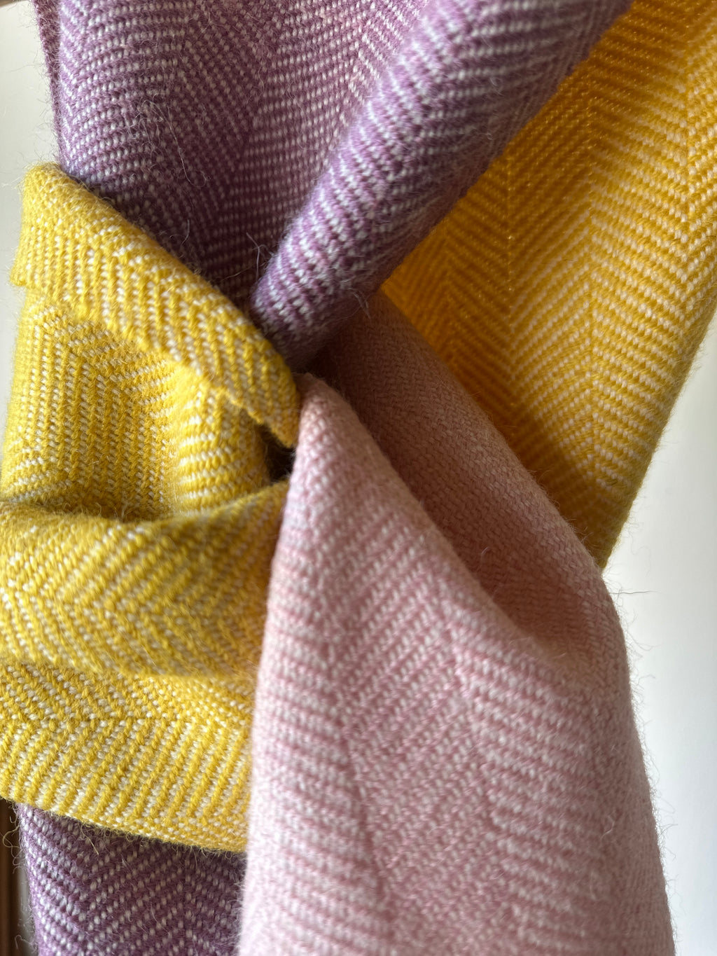 Three Colour Block British Wool Herringbone Scarf
