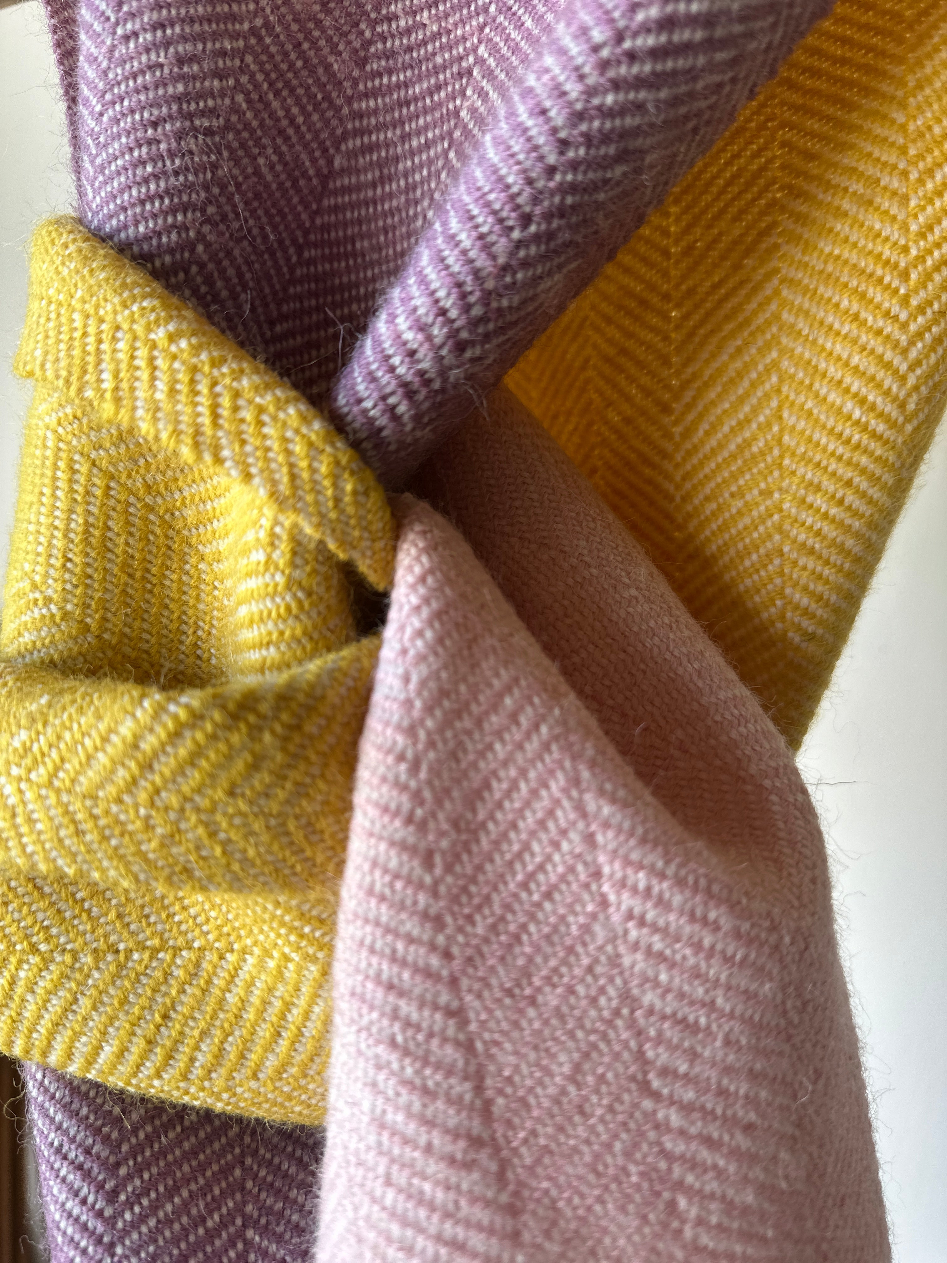 Three Colour Block British Wool Herringbone Scarf