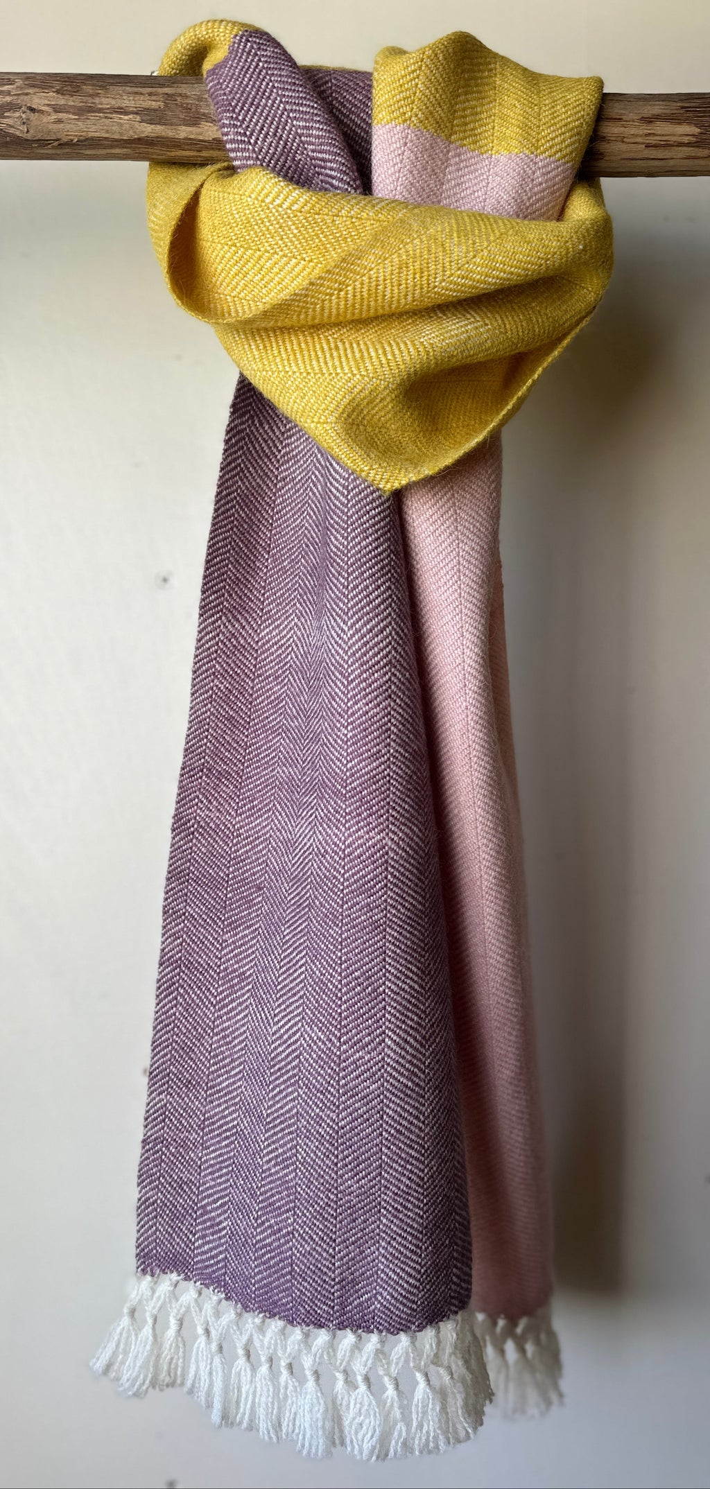 Three Colour Block British Wool Herringbone Scarf