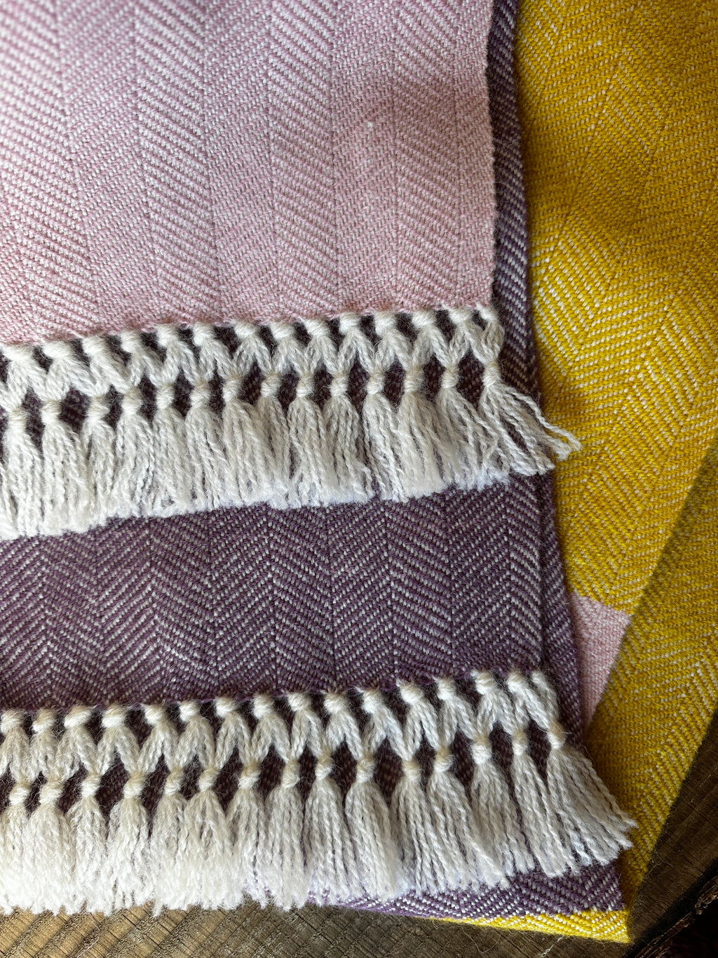 Three Colour Block British Wool Herringbone Scarf