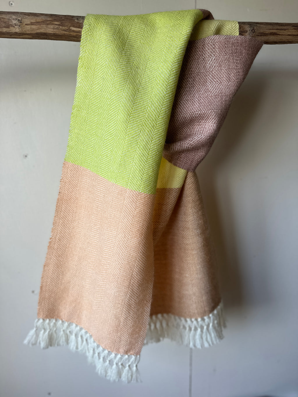 Five Colour Block British Wool Herringbone Scarf