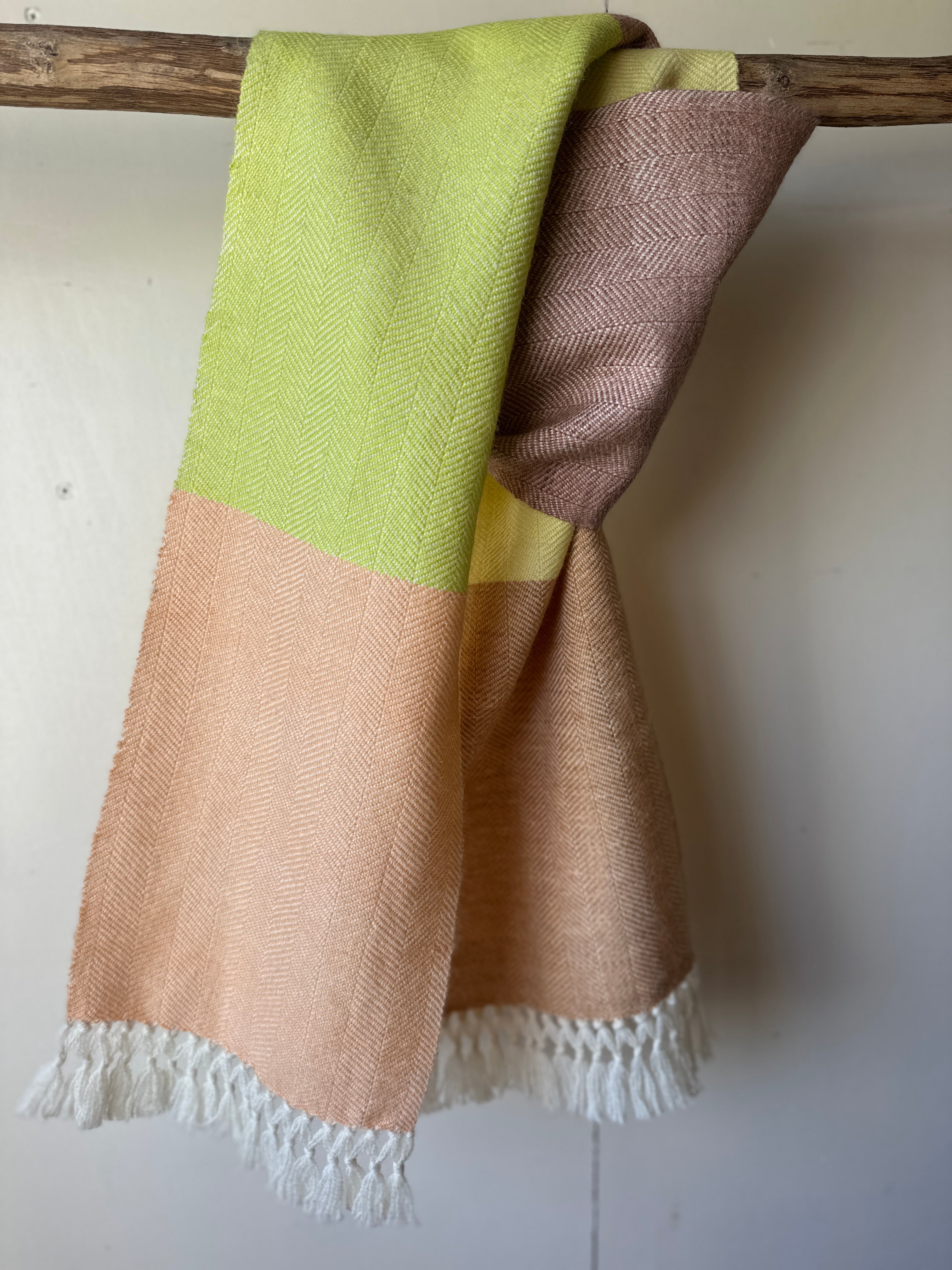 Five Colour Block British Wool Herringbone Scarf