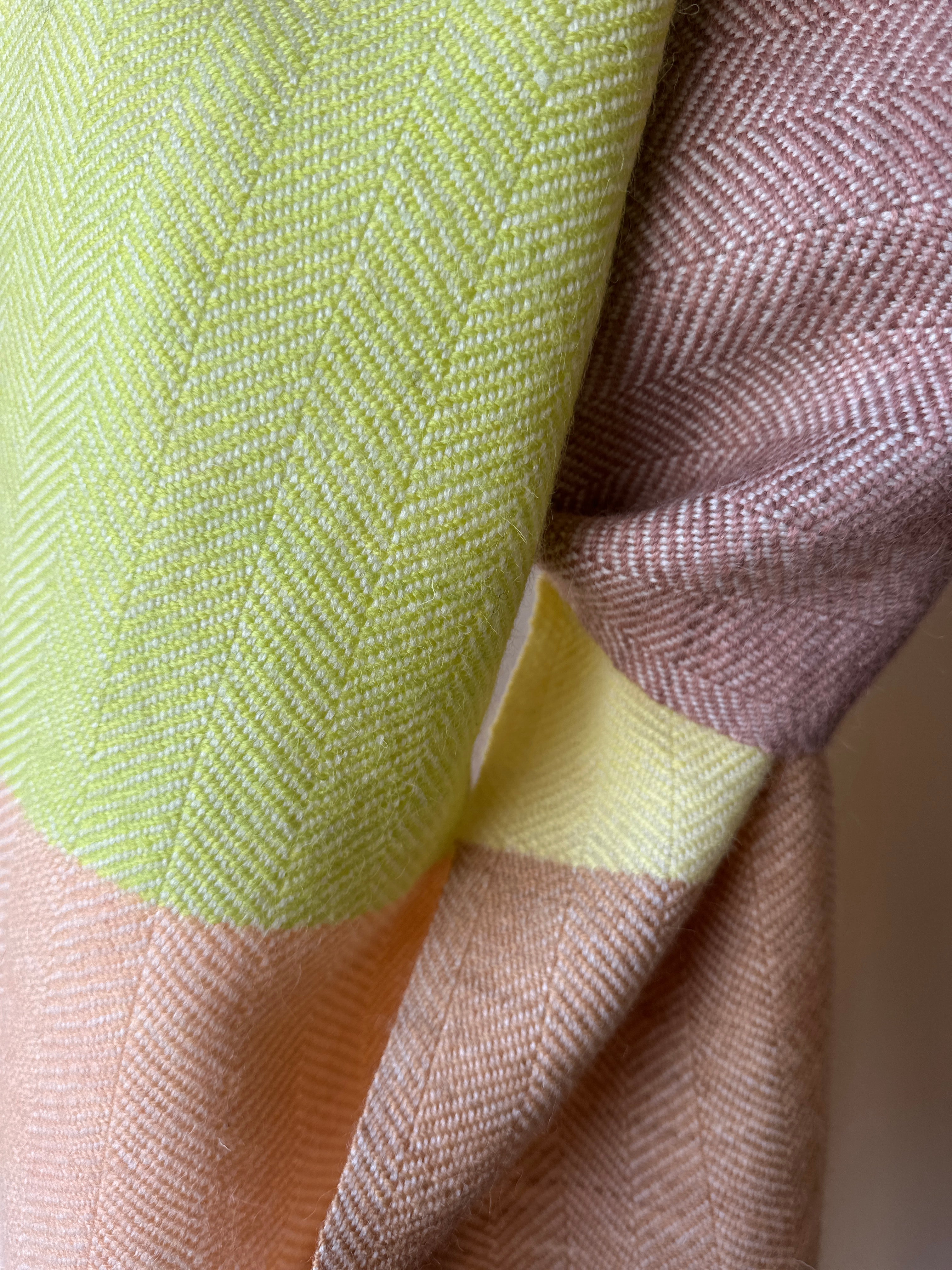 Five Colour Block British Wool Herringbone Scarf