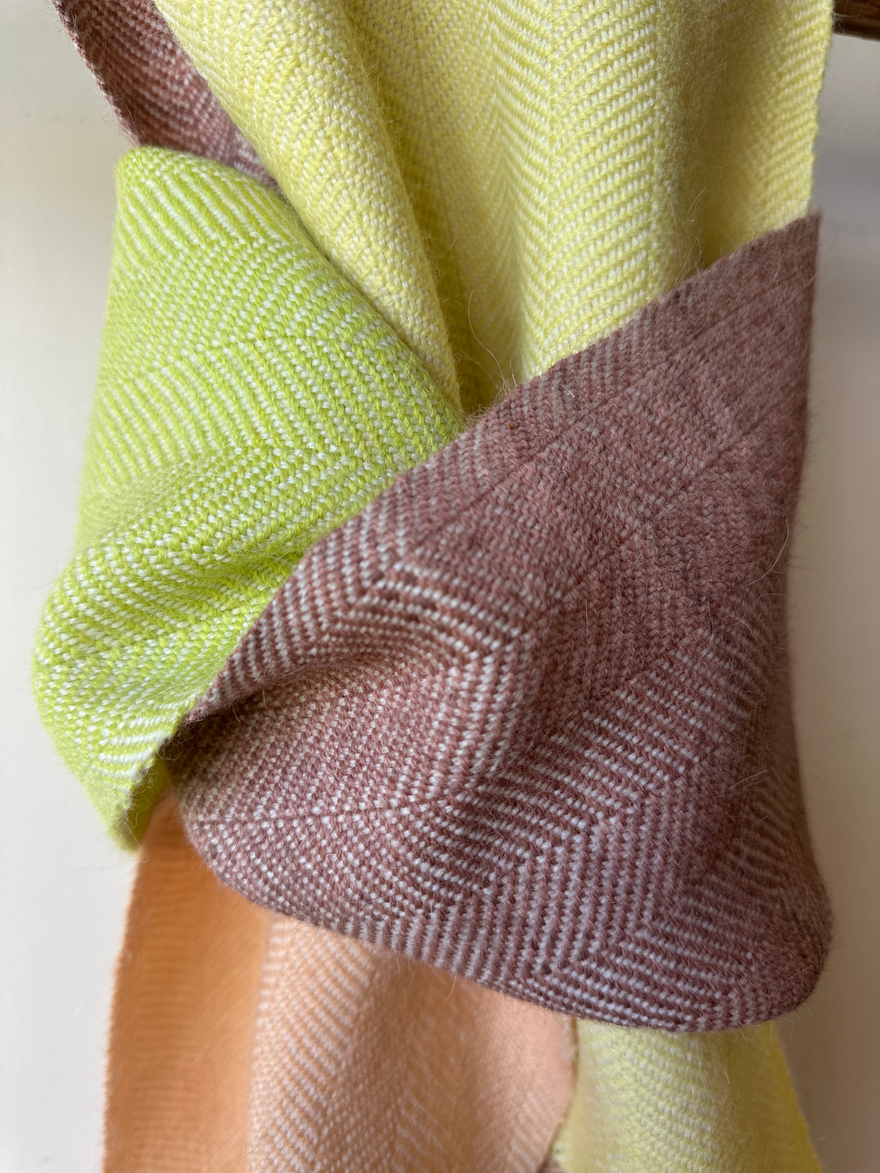 Five Colour Block British Wool Herringbone Scarf