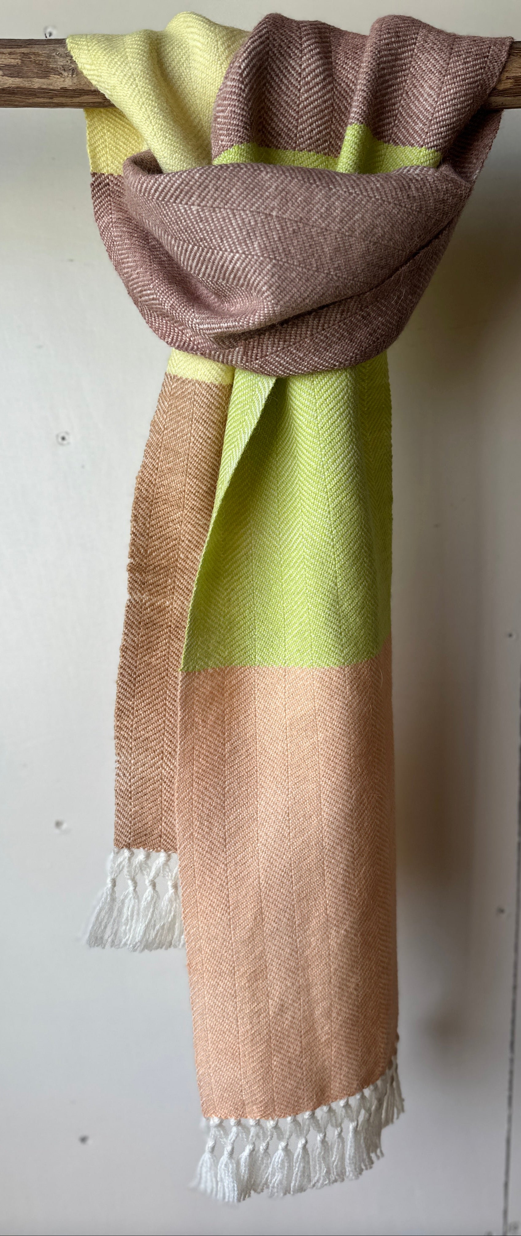 Five Colour Block British Wool Herringbone Scarf