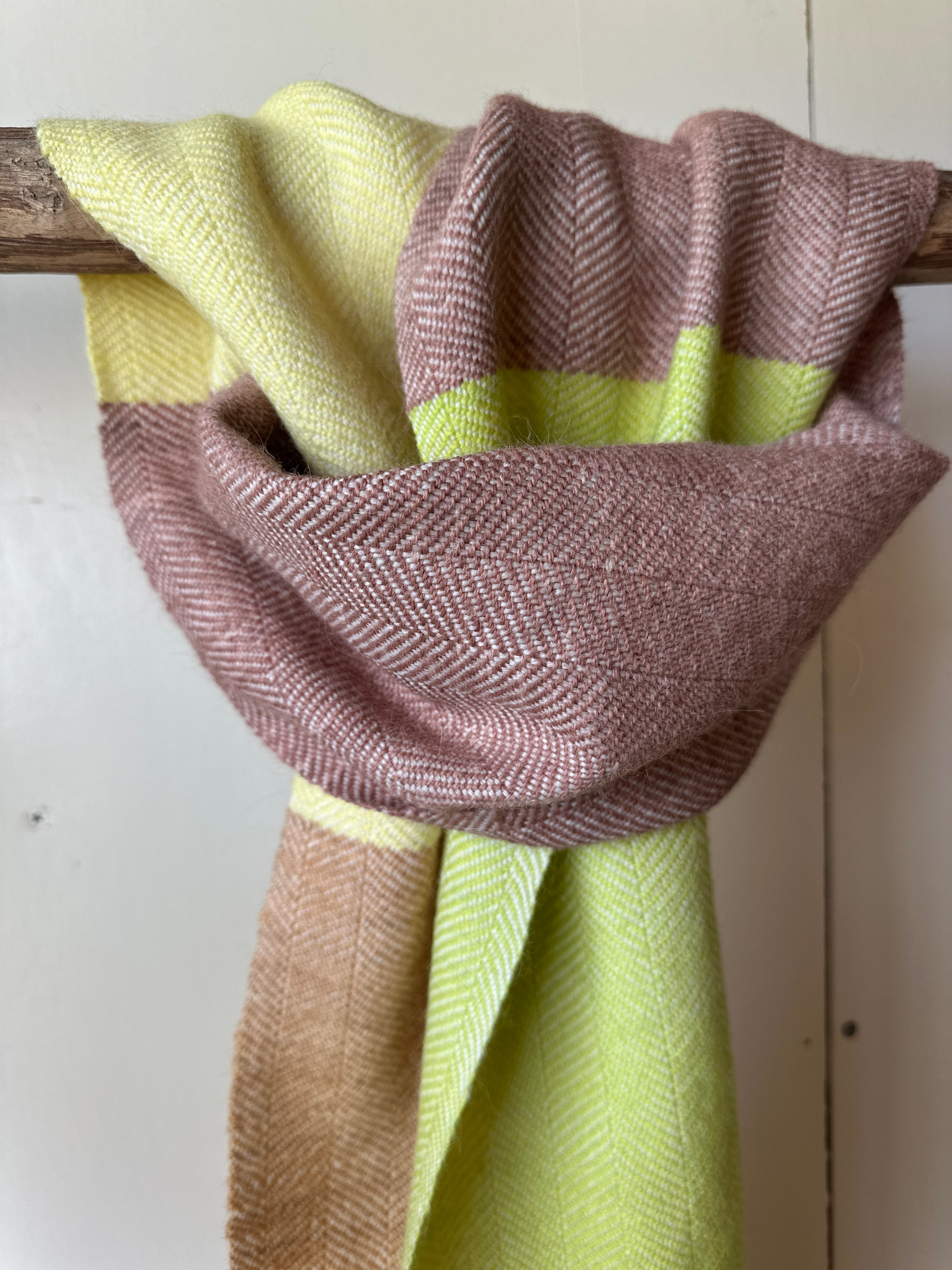 Five Colour Block British Wool Herringbone Scarf