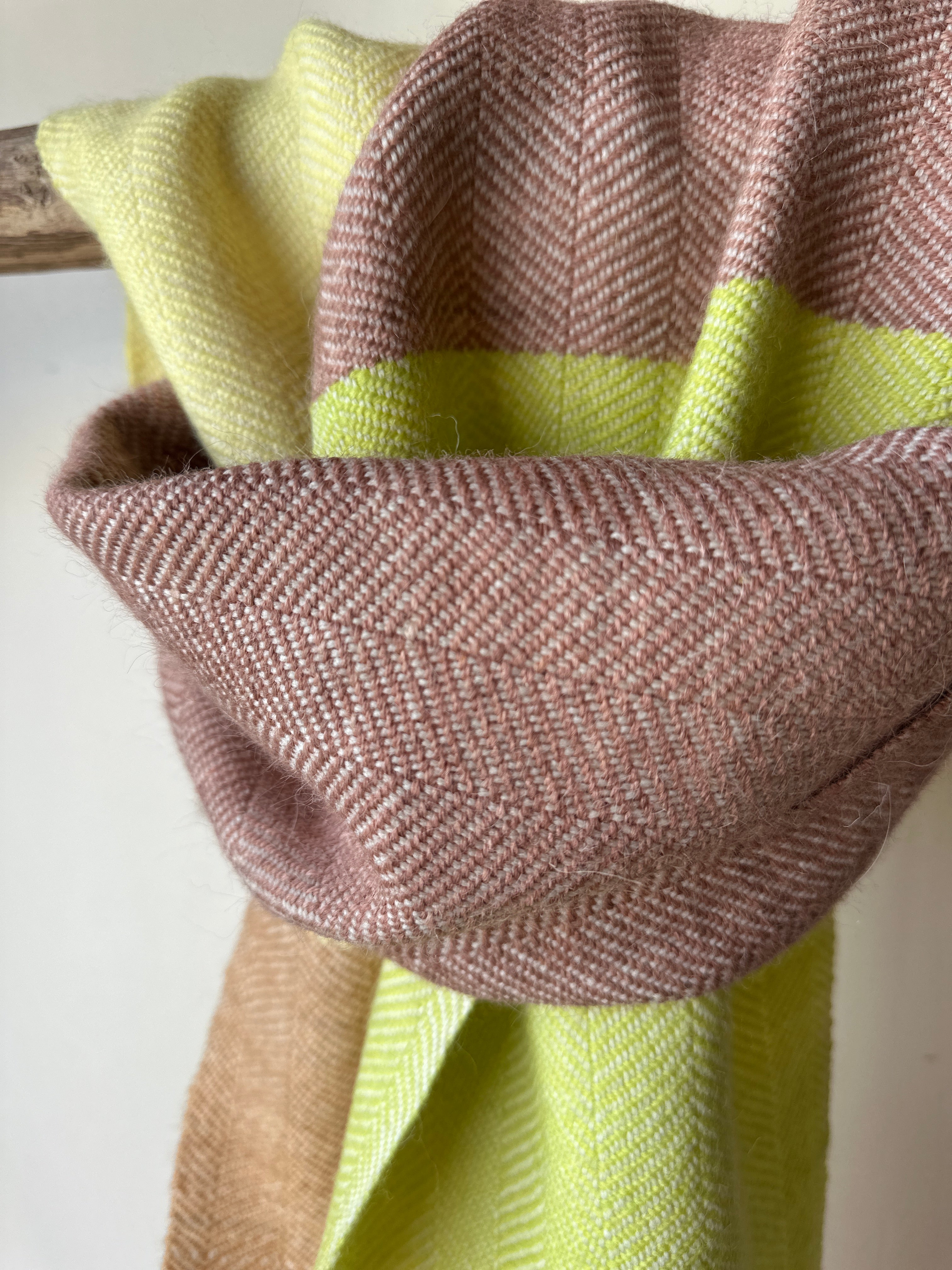 Five Colour Block British Wool Herringbone Scarf