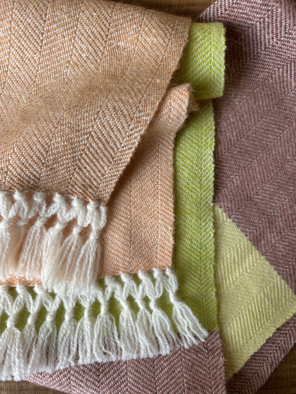 Five Colour Block British Wool Herringbone Scarf