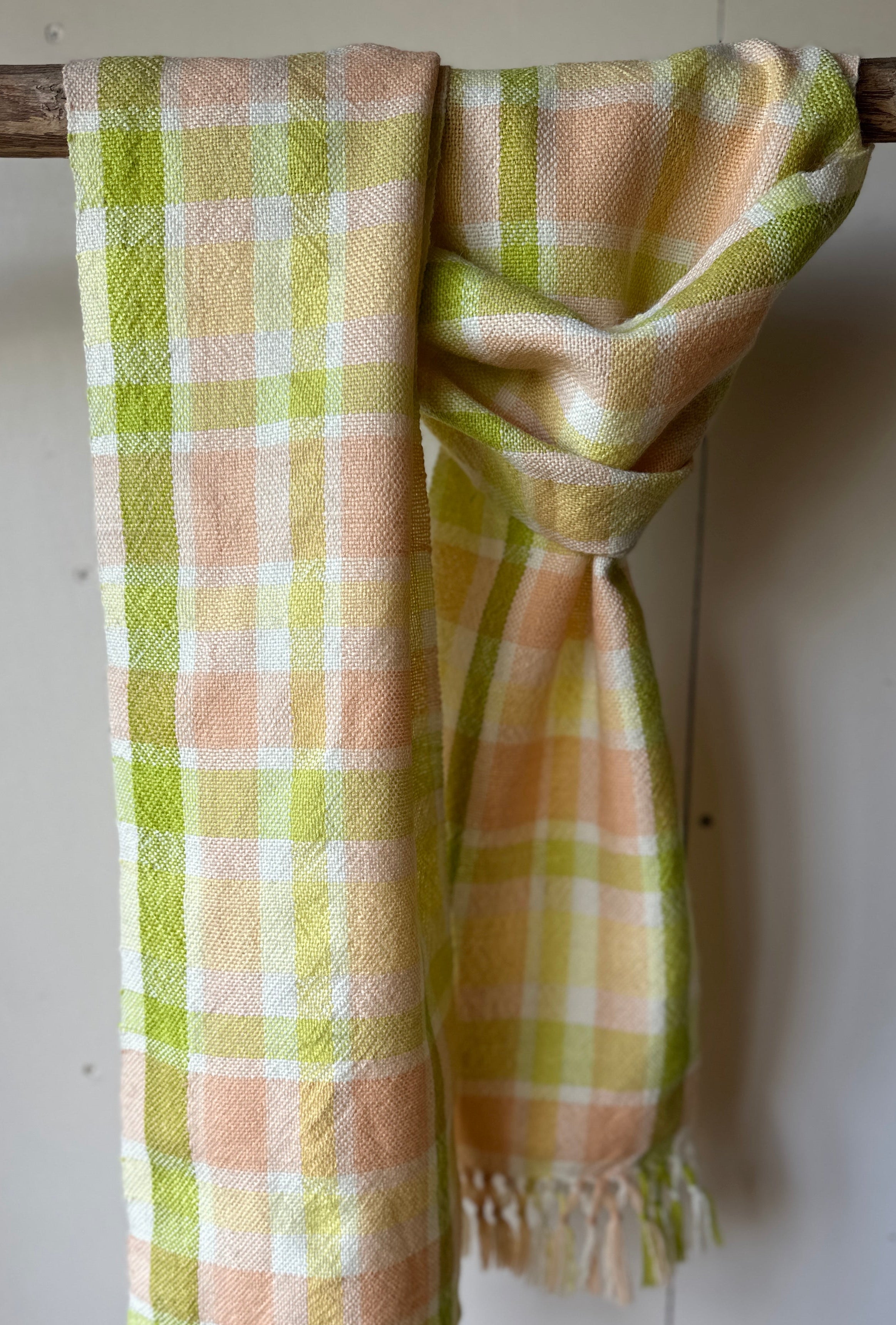 Spring Pastel British Wool Plaid Scarf