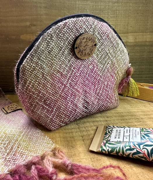 Hand-Painted and Woven 'Magnolia' British Wool Zip Pouch