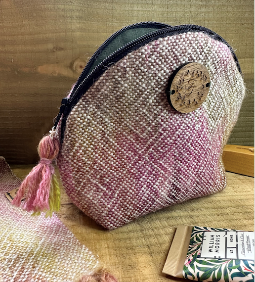 Hand-Painted and Woven 'Magnolia' British Wool Zip Pouch