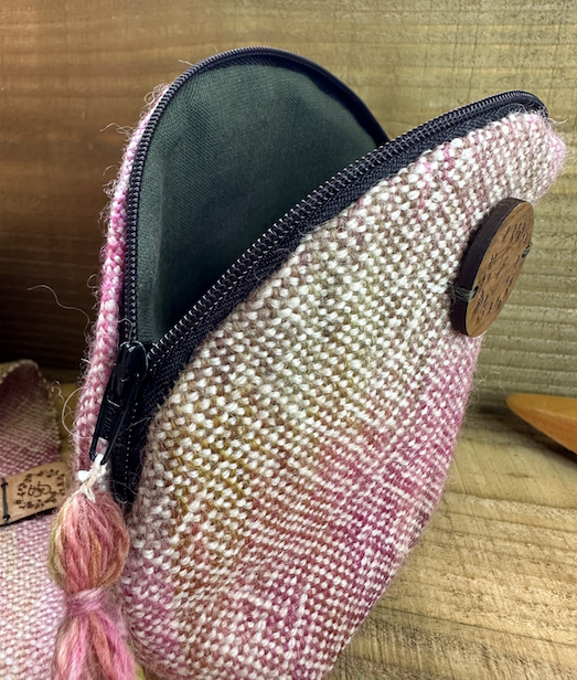 Hand-Painted and Woven 'Magnolia' British Wool Zip Pouch