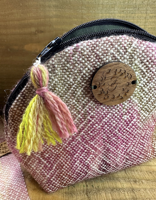 Hand-Painted and Woven 'Magnolia' British Wool Zip Pouch