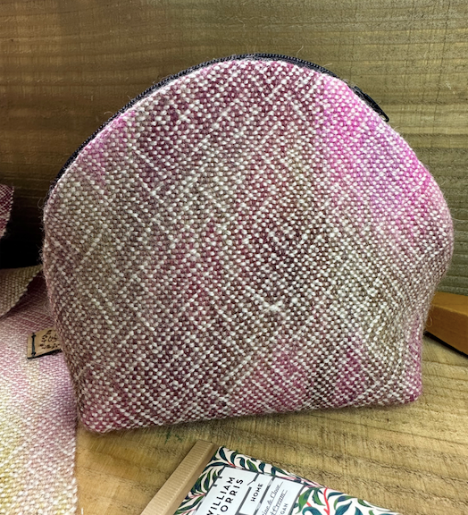 Hand-Painted and Woven 'Magnolia' British Wool Zip Pouch