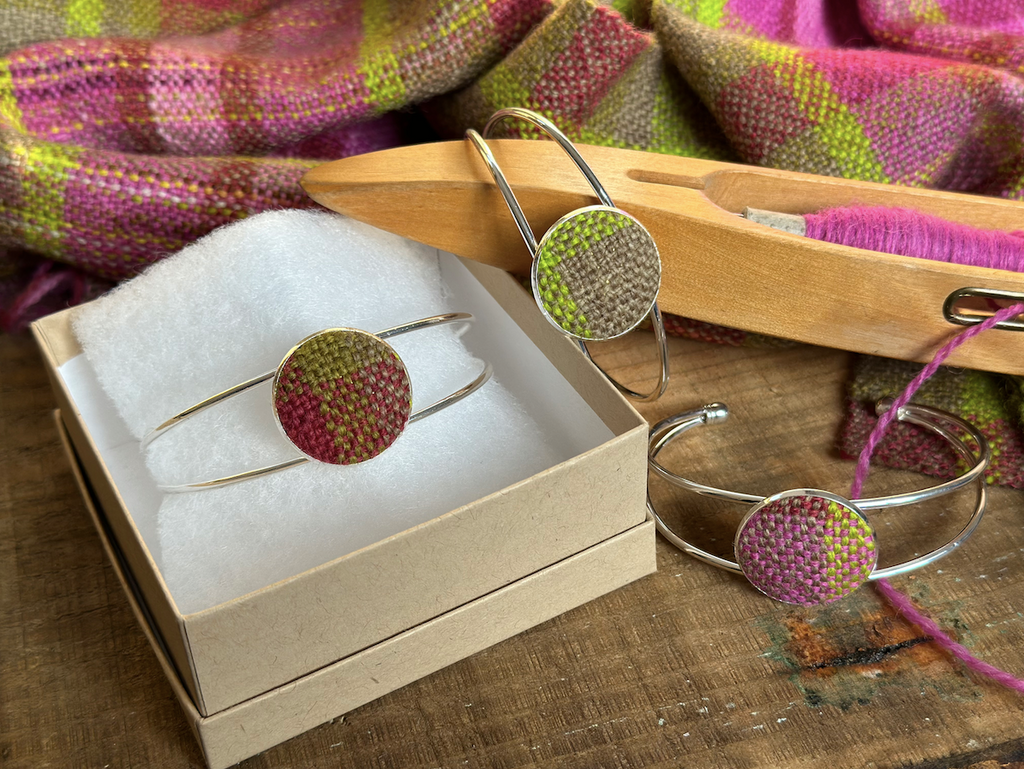 'Magnolia' Plaid Handwoven British Wool Bangles