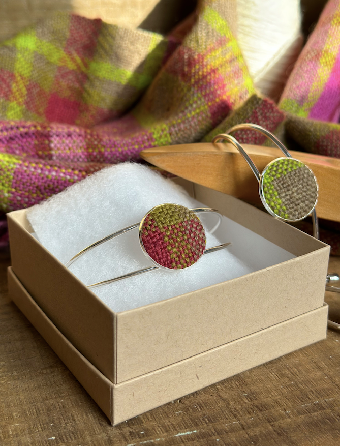 'Magnolia' Plaid Handwoven British Wool Bangles
