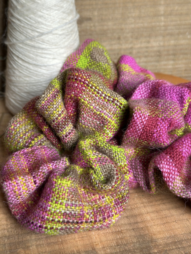 'Magnolia' Plaid Handwoven British Wool Scrunchies