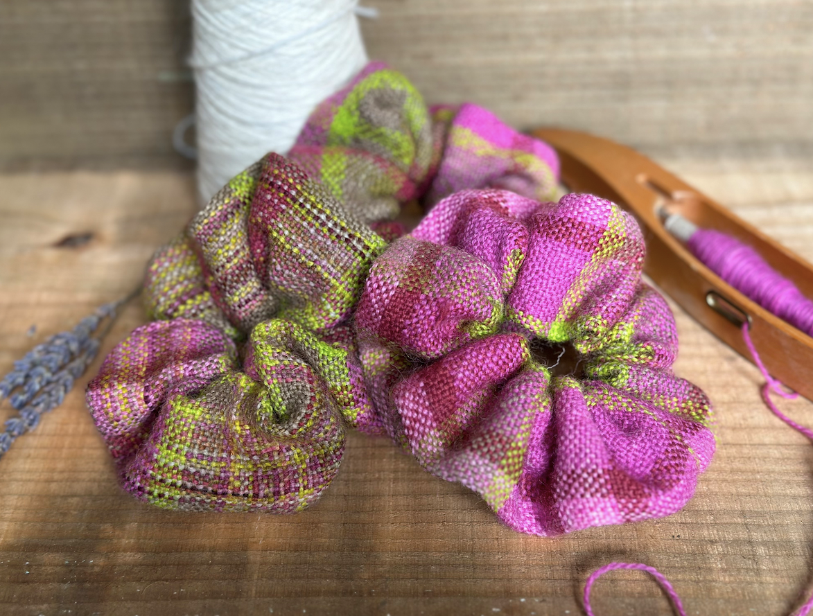 'Magnolia' Plaid Handwoven British Wool Scrunchies