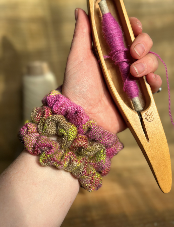 'Magnolia' Plaid Handwoven British Wool Small Scrunchies