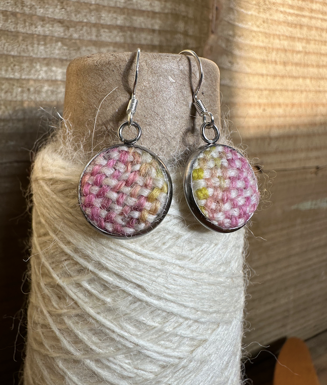 'Painted Magnolia' Handwoven British Wool Small Earrings